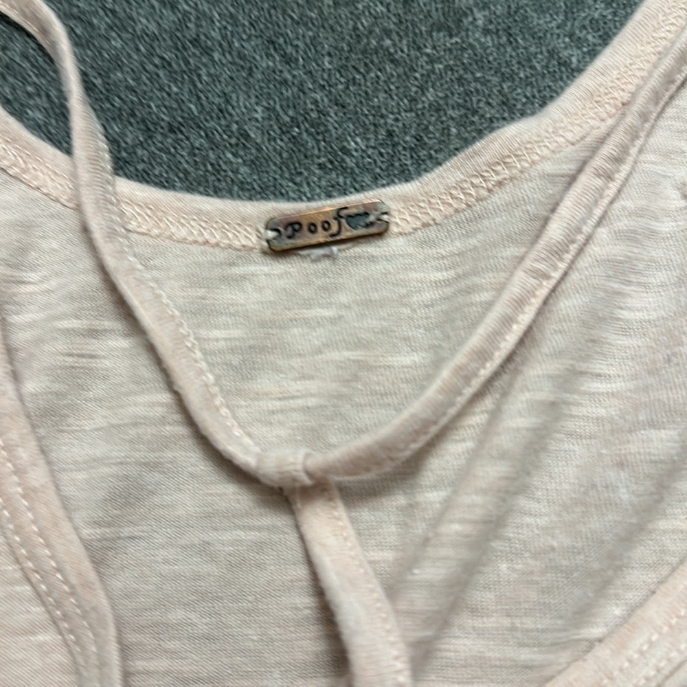 Poof Light Pink Tank Top Size Large with Designed Neck - Picture 4 of 5